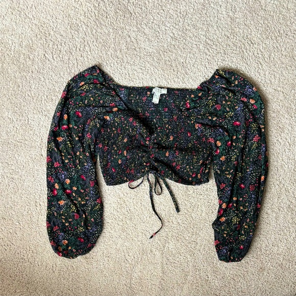 Cropped Peasant Top - Picture 1 of 2